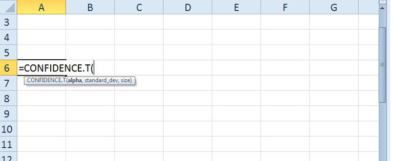 La funzione FIDUCIA.T in Excel