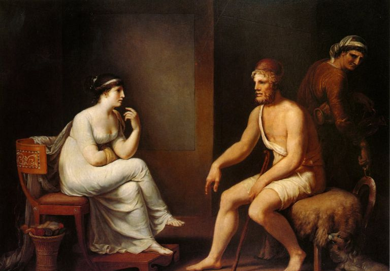 Gemälde mit Darstellung von Odysseus und Penelope aus