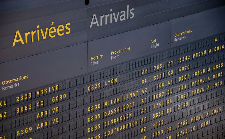 Ankomst avgangsbrett på flyplassen, nærbilde