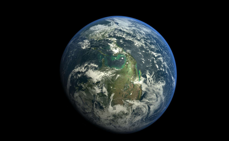 Planetenerde vor schwarzem Hintergrund