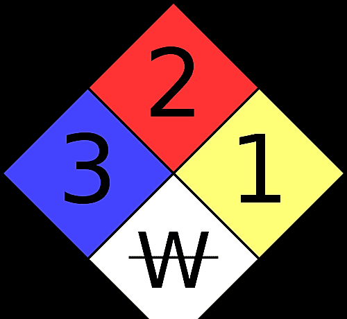 Šis ir NFPA 704 brīdinājuma zīmes piemērs.