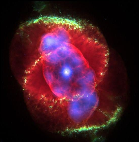 Imagen compuesta de rayos X/óptica de NGC6543, el Gato