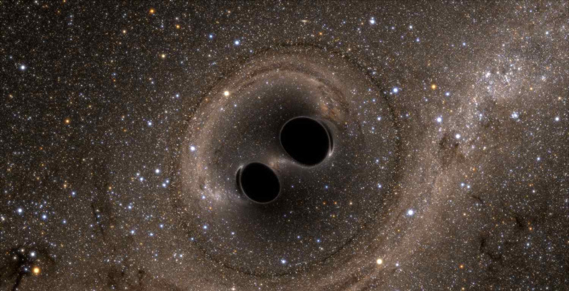 Schwarze Löcher, die kollidieren, um Gravitationswellen zu erzeugen