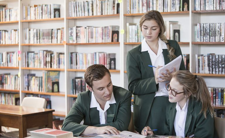 Studenten, die in einer Bibliothek studieren
