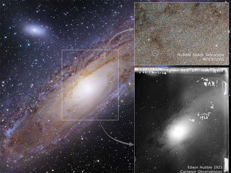 Cefeida zmienna w Andromedzie, którą zaobserwował Hubble.
