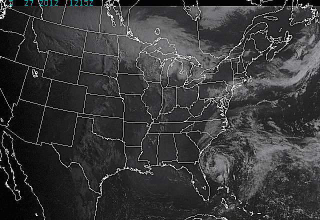 Vue satellite infrarouge GOES-East de la répartition des nuages ​​au-dessus des États-Unis