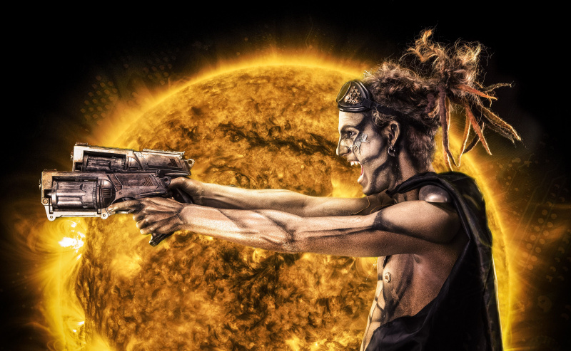 Steampunk Cyborg Wojownik Zaćmienie