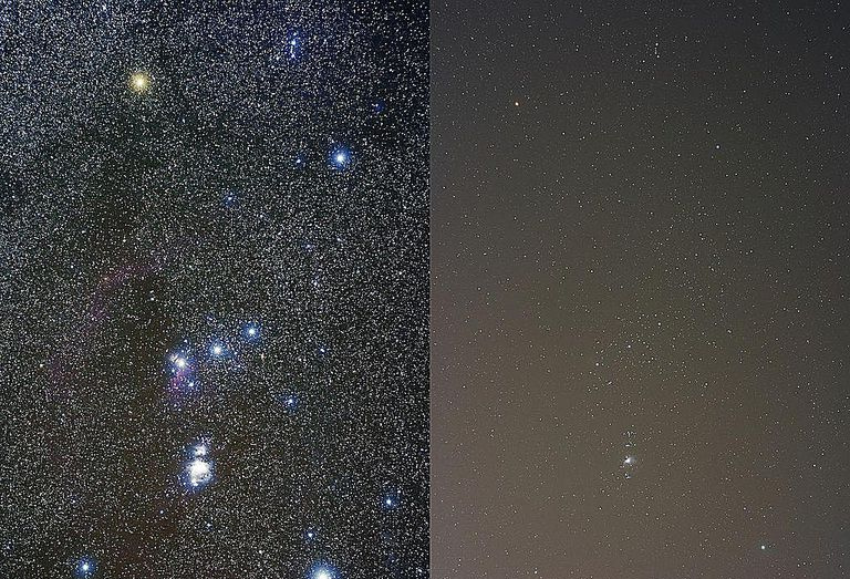 pohľad na orion z mesta a krajiny