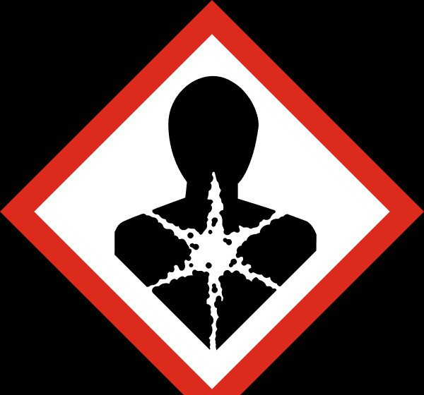 Symbol ONZ dla czynników rakotwórczych i mutagenów.