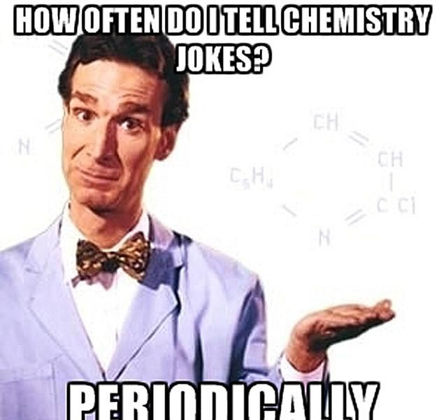 Bill Nye erzählt regelmäßig Chemiewitze.