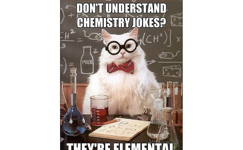Chemistry Cat findet Chemiewitze ziemlich elementar.