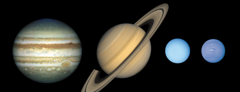 los mundos jovianos de júpiter, saturno, urano y neptuno