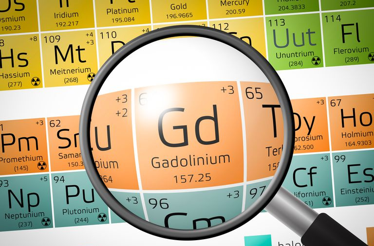 Element av Gadolinium med forstørrelsesglass