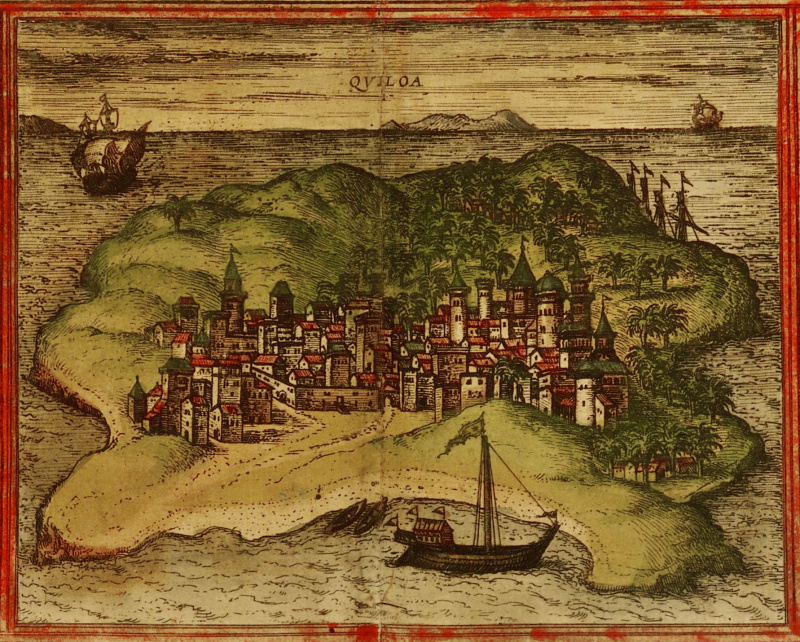 Kilwa Kisiwani (Quiloa) - mapa portugués desconocido, publicado en Civitates Orbis Terrarum en
