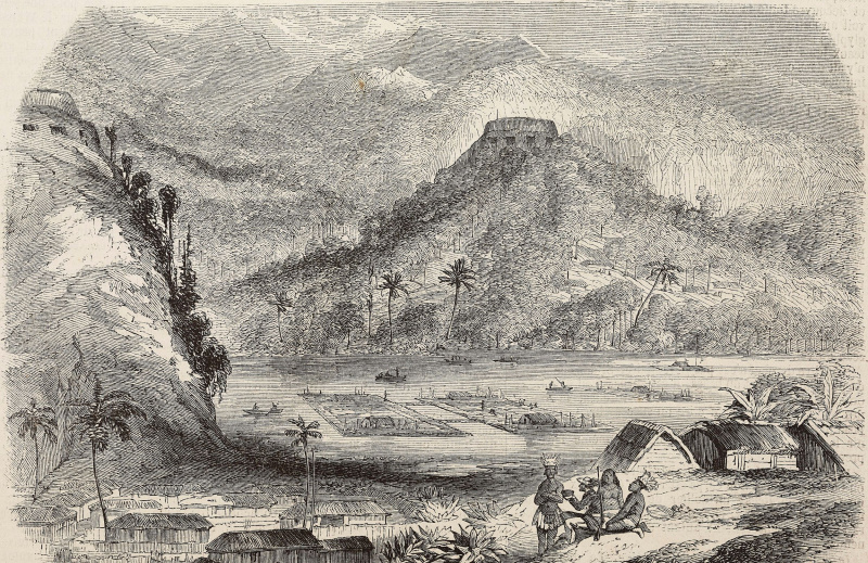 Chinampa oder schwimmende Gärten, Mexiko (Abbildung von 1860)