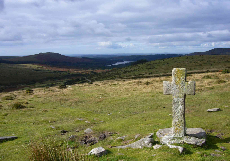 Das Crazywell-Kreuz in der Nähe von Dartmoor, neolithische Stätte.