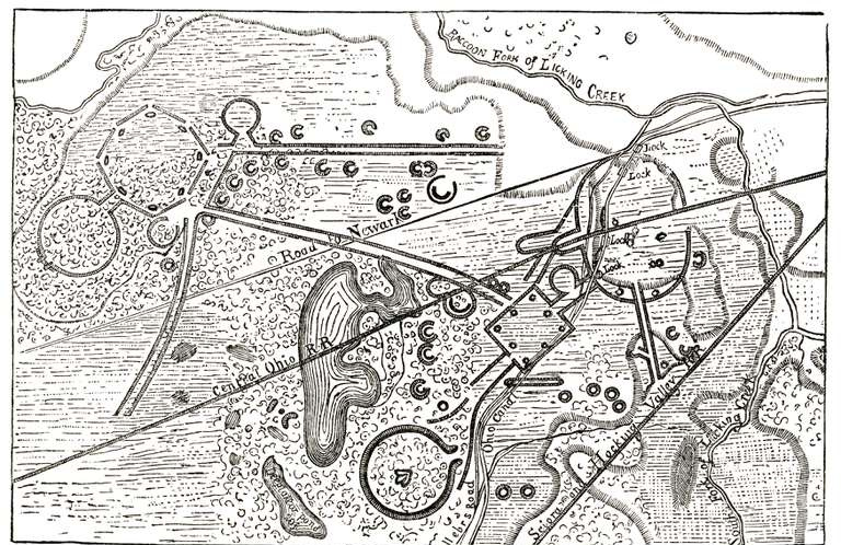 1862 Plan de Newark Earthworks, Ohio
