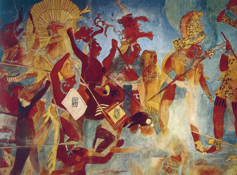 Murales de Bonampak, Sala 2. El rey Chan Muwan y los cautivos (reconstrucción)