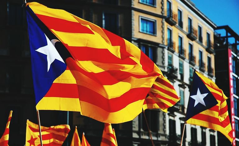 Flagge von Katalanisch, wo Katalanisch gesprochen wird