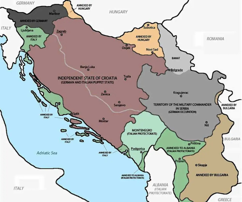   mapa jugoslávie druhá světová válka