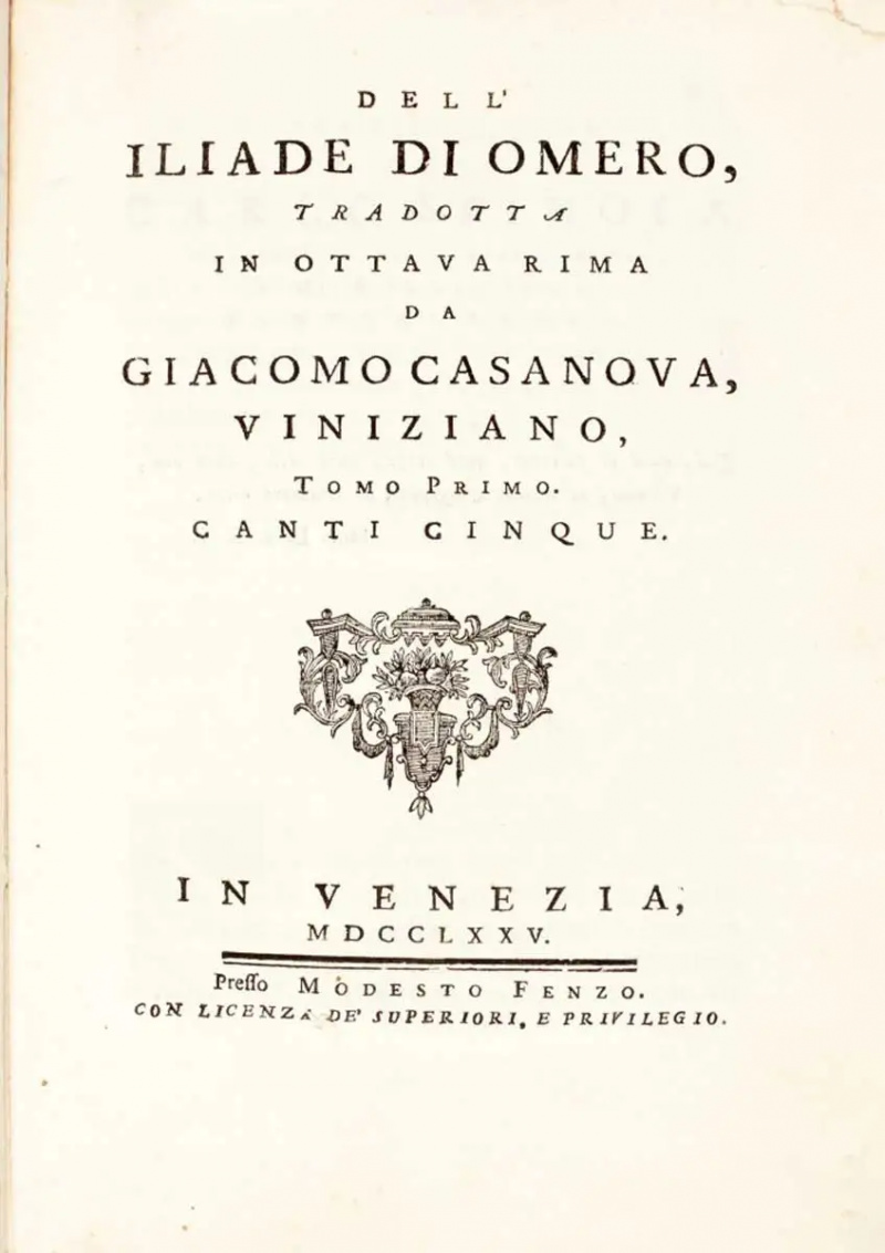   Iliada Giacomo Casanova