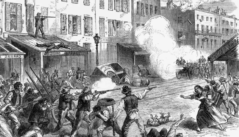 le rivolte alla leva di New York combattono la prima strada