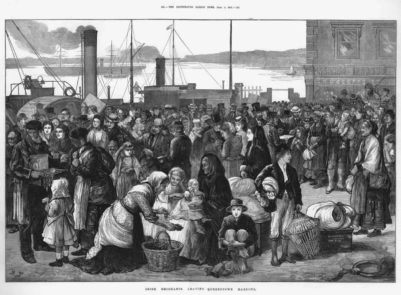 emigranti irlandesi che lasciano queenstown per new york