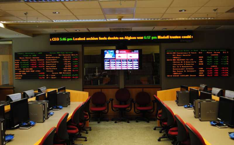 Boas Trading Room, Parker Center for Investment Research, Johnson School (Sage Hall), Cornell University
