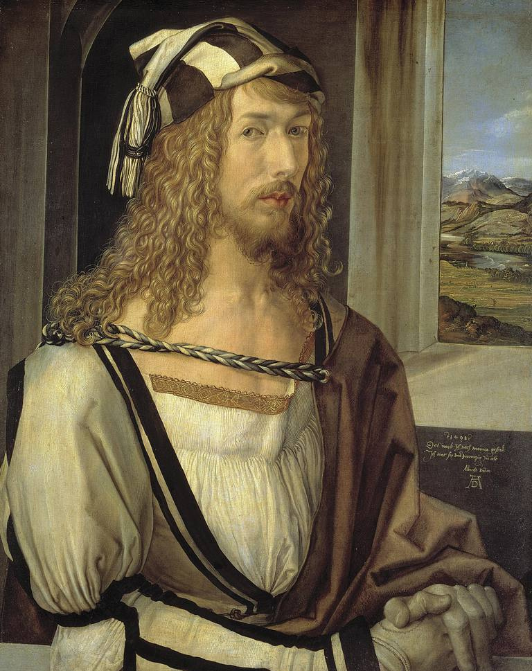 アルブレヒト・デューラーの自画像、木に油彩、1498年