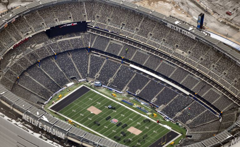 Open-Air-MetLife-Stadion, East Rutherford, New Jersey, Austragungsort des Super Bowl XLVIII 2014