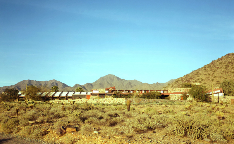 Taliesin West, die weitläufige, organische Architektur von Frank Lloyd Wright an der Shea Road in Scottsdale, Arizona