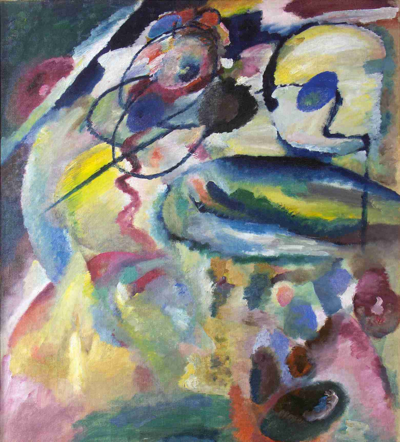 Wassily Kandinsky (russisk, 1866-1944) Wassily Kandinsky (russisk, 1866-1944). Bilde med sirkel (Bild mit Kreis), 1911. Olje på lerret. 54 11/16 x 43 11/16 tommer (139 x 111 cm). Georgisk nasjonalmuseum, Tbilisi.