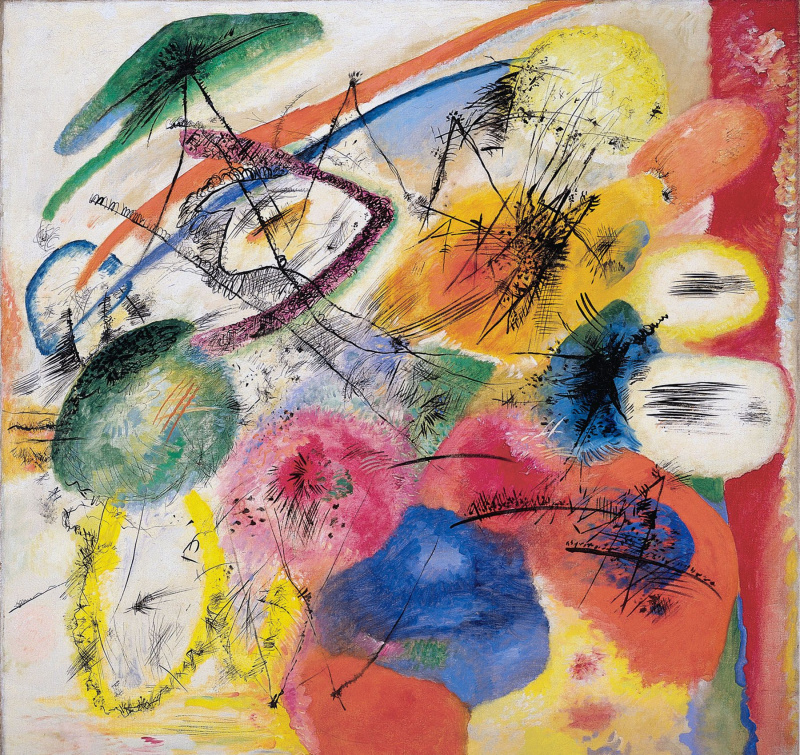 Wassily Kandinsky (russisk, 1866-1944) Wassily Kandinsky (russisk, 1866-1944). Black Lines (Schwarze Striche), desember 1913. Olje på lerret. 51 x 51 5/8 tommer (129,4 x 131,1 cm). Solomon R. Guggenheims grunnsamling, ved gave 37.241. Solomon R. Guggenheim-museet, New York.
