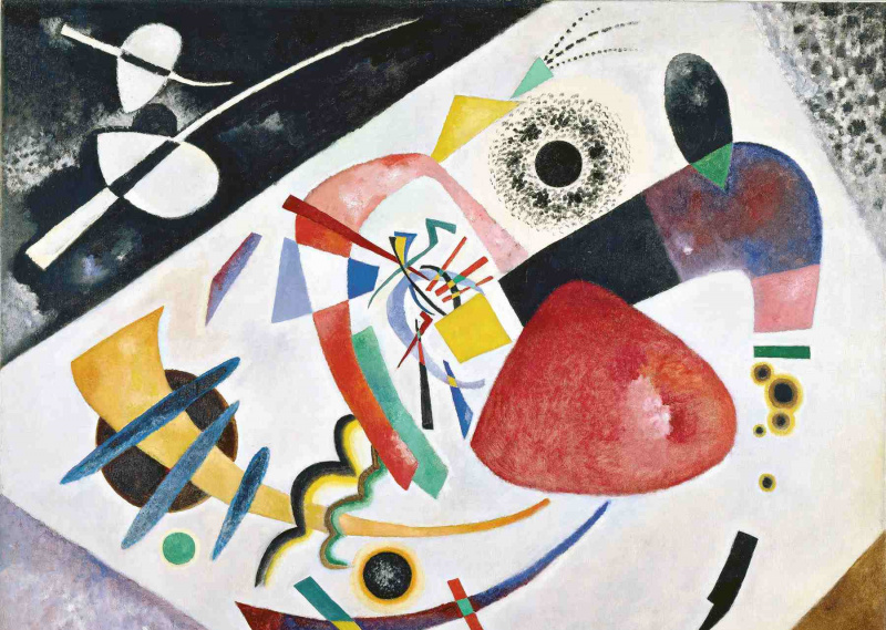 Wassily Kandinsky (russisk, 1866-1944) Wassily Kandinsky (russisk, 1866-1944). Red Spot II (Red Spot II), 1921. Olje på lerret. 53 15/16 x 71 1/4 tommer (137 x 181 cm). Bygalleri i Lenbachhaus, München.