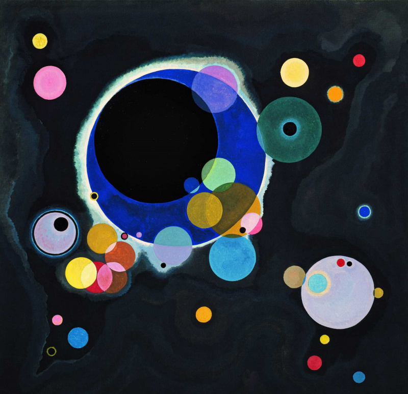 Wassily Kandinsky (russisk, 1866-1944) Wassily Kandinsky (russisk, 1866-1944). Flere sirkler (Einige Kreise), januar-februar 1926. Olje på lerret. 55 1/4 x 55 3/8 tommer (140,3 x 140,7 cm). Solomon R. Guggenheims grunnsamling, ved gave 41.283. Solomon R. Guggenheim-museet, New York.