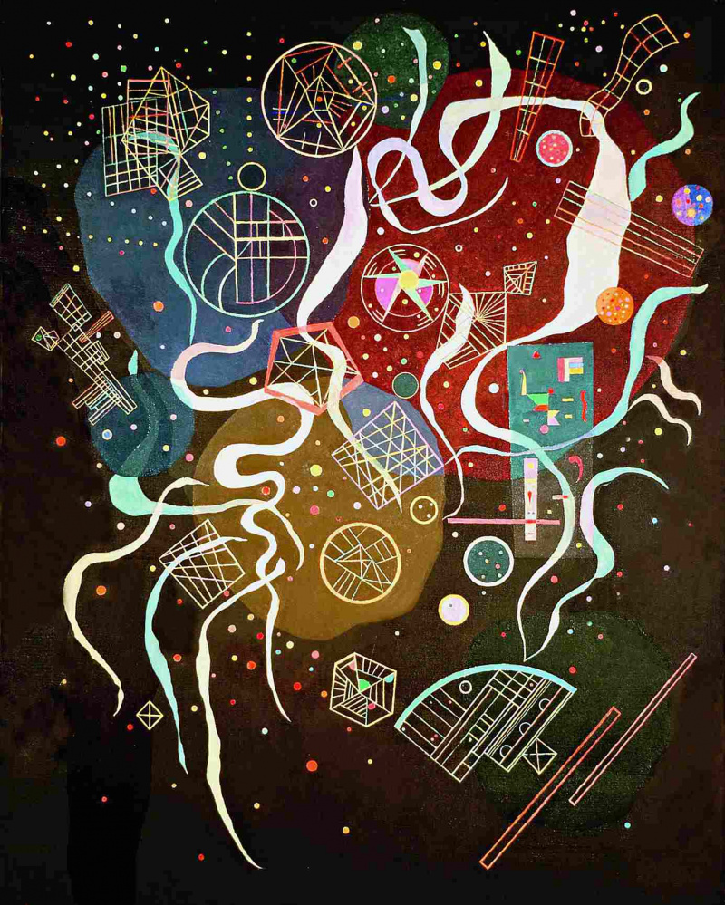 Wassily Kandinsky (russisk, 1866-1944) Wassily Kandinsky (russisk, 1866-1944). Sats I (Mouvement I), 1935. Blandede medier på lerret. 45 11/16 x 35 tommer (116 x 89 cm). Legat av Nina Kandinsky, 1981. Statens Tretjakovgalleri, Moskva.