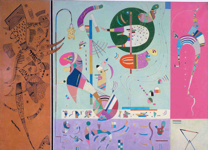 Wassily Kandinsky (russisk, 1866-1944) Wassily Kandinsky (russisk, 1866-1944). Various Parts (Parties diverses), februar 1940. Olje på lerret. 35 x 45 5/8 tommer (89 x 116 cm). Gabriele Münter og Johannes Eichner-stiftelsen, München. Deponeres på Städtische Galerie im Lenbachhaus, München.