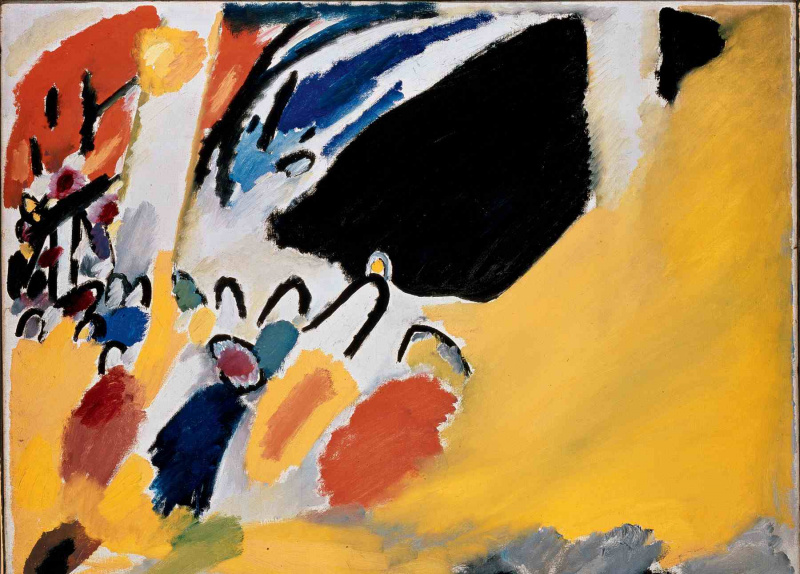 Wassily Kandinsky (russisk, 1866-1944) Wassily Kandinsky (russisk, 1866-1944). Impression III (Concert) (Impression III [Concert]), januar 1911. Olje og tempera på lerret. 30 1/2 x 39 5/16 tommer (77,5 x 100 cm). Gabriele Münter Foundation, 1957. Bygalleri i Lenbachhaus, München.