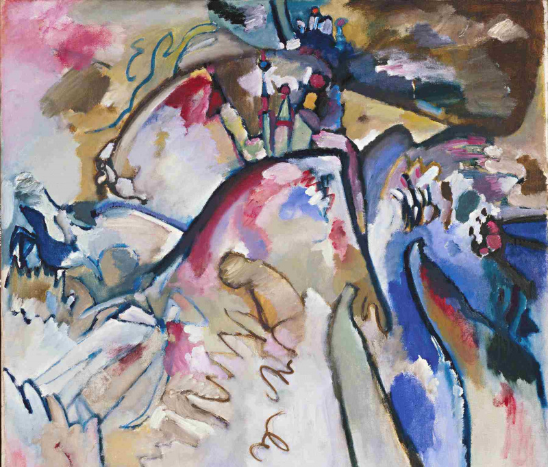 Wassily Kandinsky (russisk, 1866-1944) Wassily Kandinsky (russisk, 1866-1944). Improvisasjon 21A, 1911. Olje og tempera på lerret. 37 3/4 x 41 5/16 tommer (96 x 105 cm). Gabriele Münter Foundation, 1957. Bygalleri i Lenbachhaus, München.