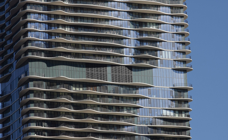 Detaillierte Böden von The Aqua, entworfen von Jeanne Gang, in Chicago, Illinois im Jahr 2011